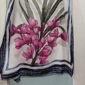 Chico's Floral Scarf/Wrap for Summer Oblong Pink, Green, Blue Bold Florals